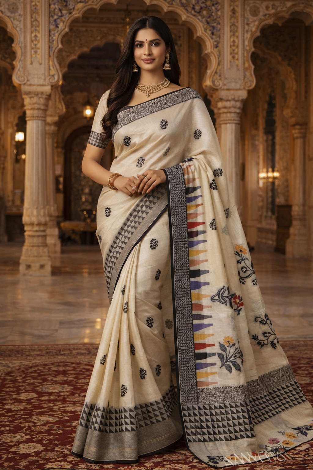 Green cotton silk saree