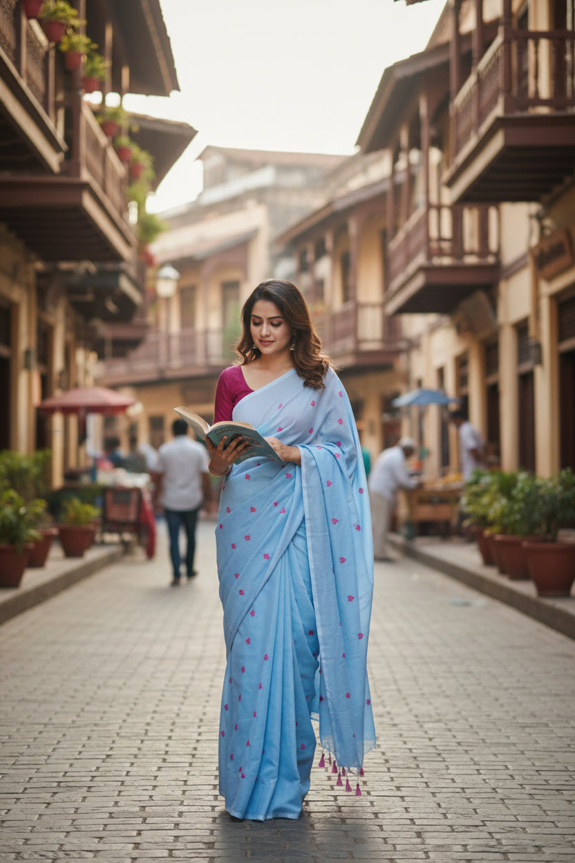 Blue Khadi Cotton