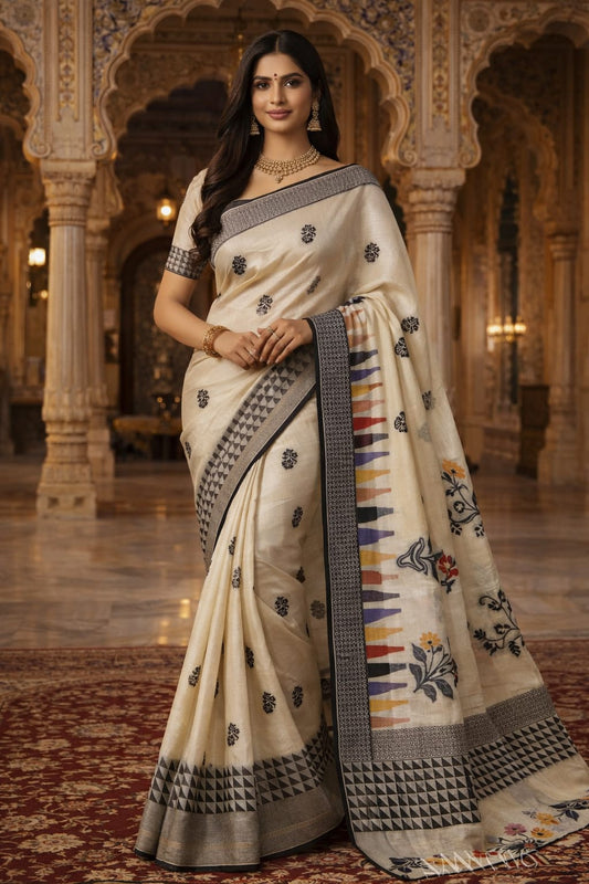 Green cotton silk saree