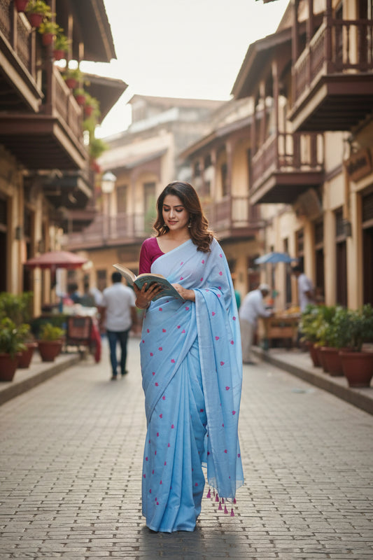 Blue Khadi Cotton